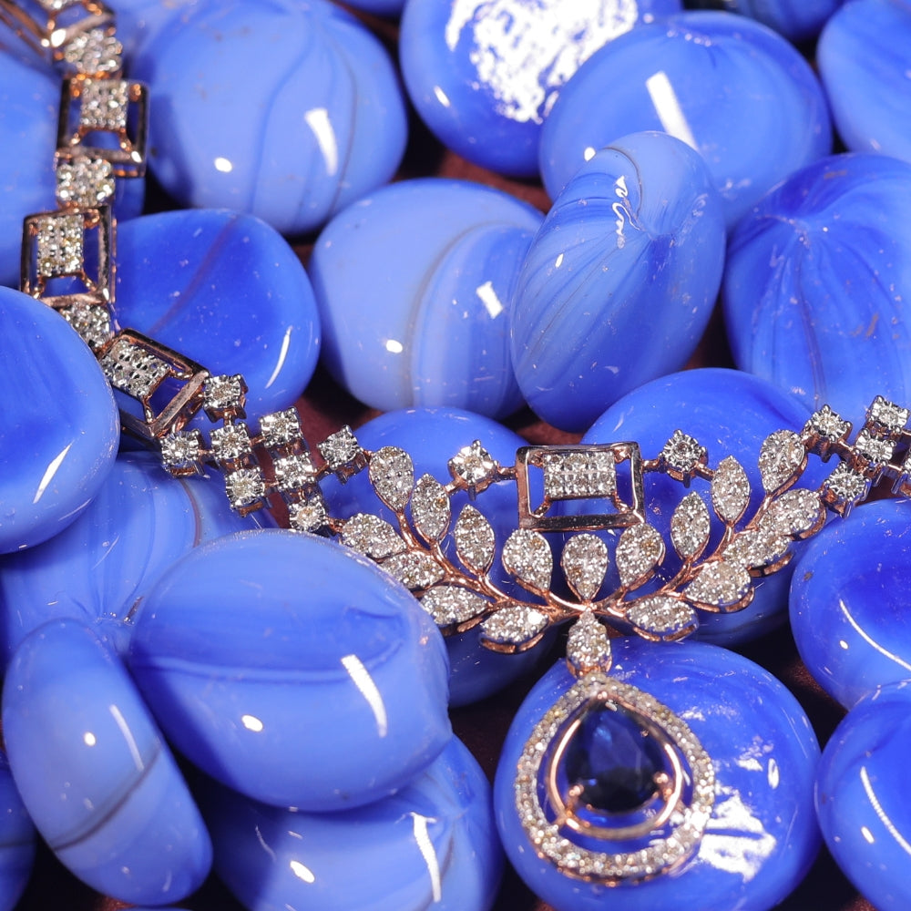 Sapphire and Diamond Necklace Set
