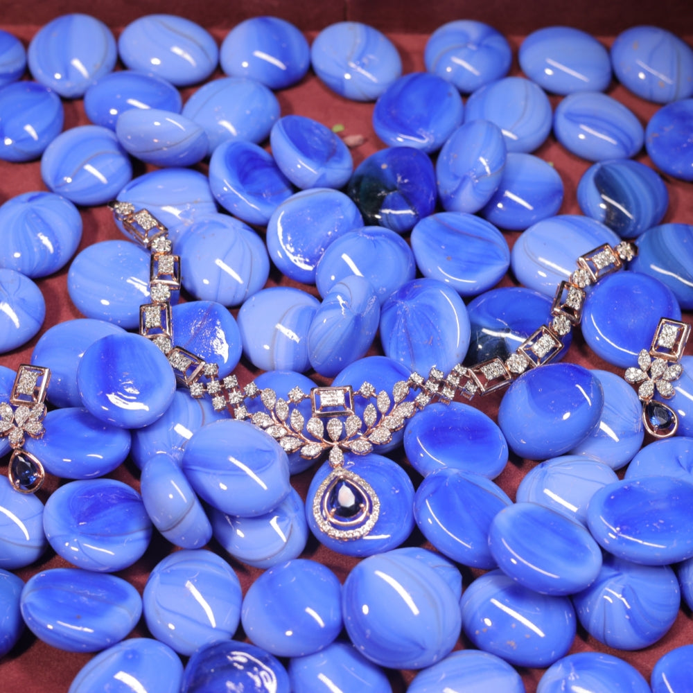 Sapphire and Diamond Necklace Set