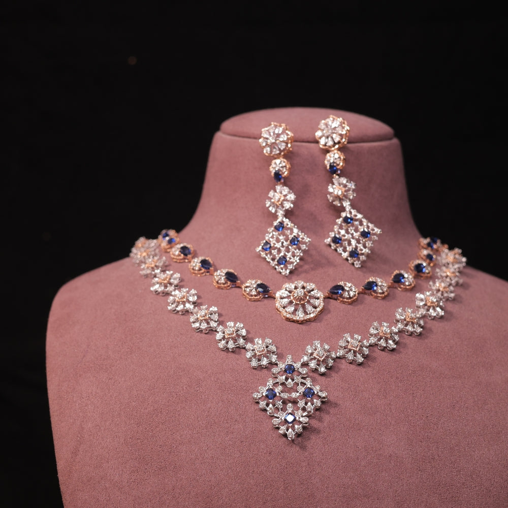 Royal Sapphire and Diamond Necklace Set