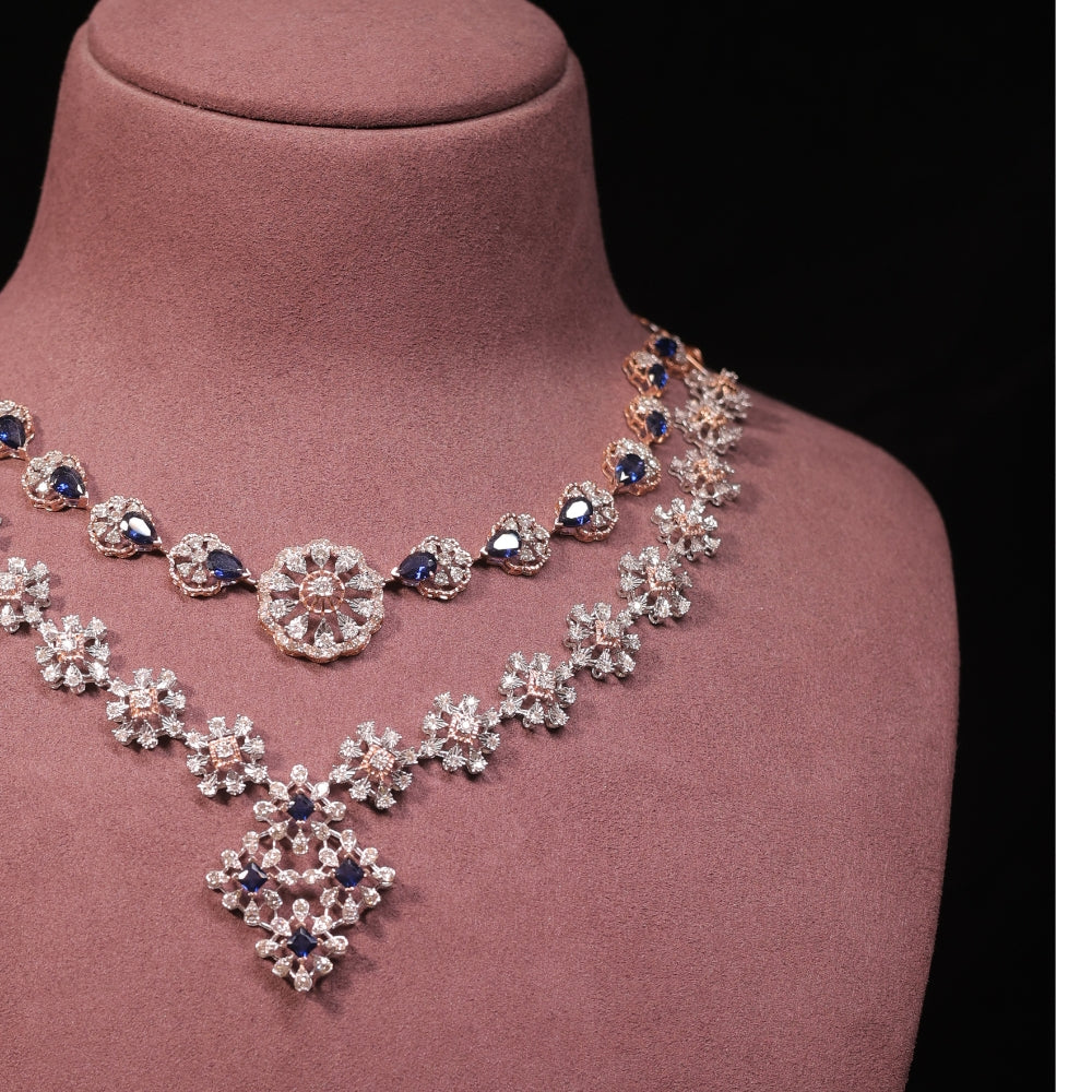 Royal Sapphire and Diamond Necklace Set
