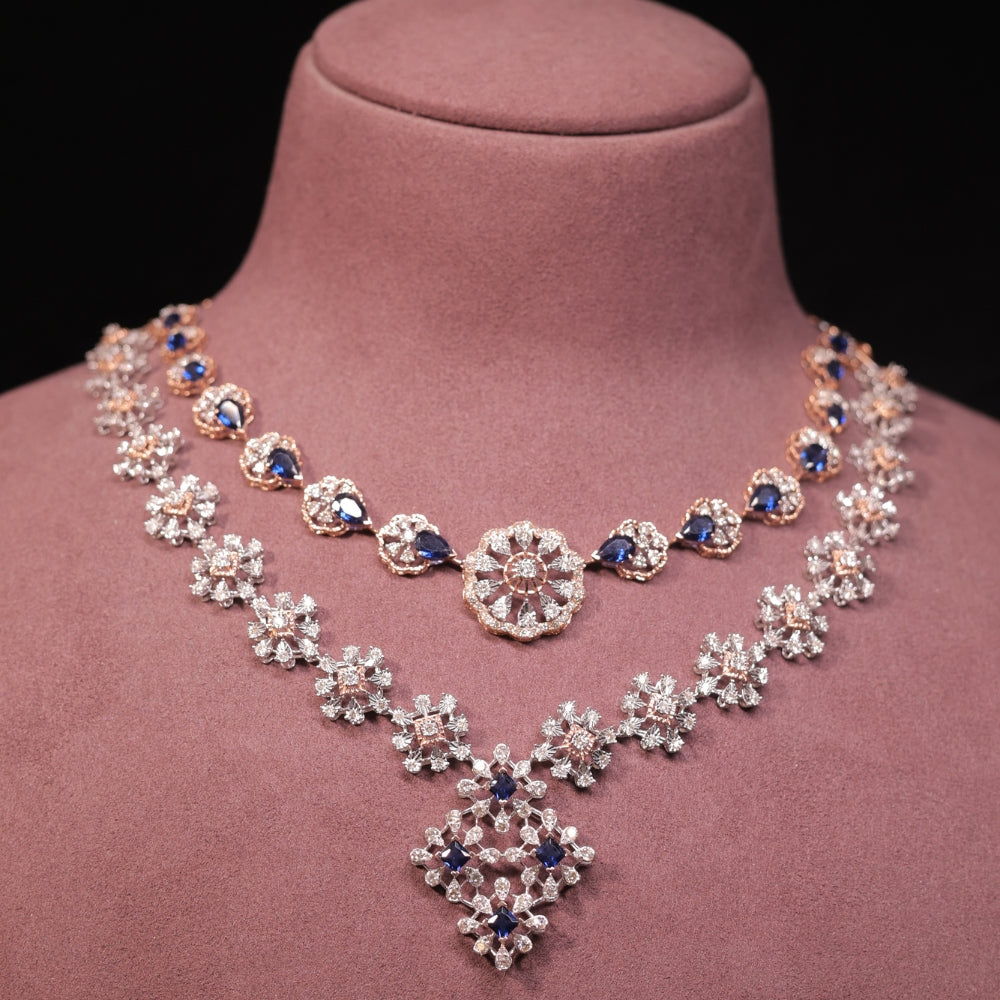Royal Sapphire and Diamond Necklace Set