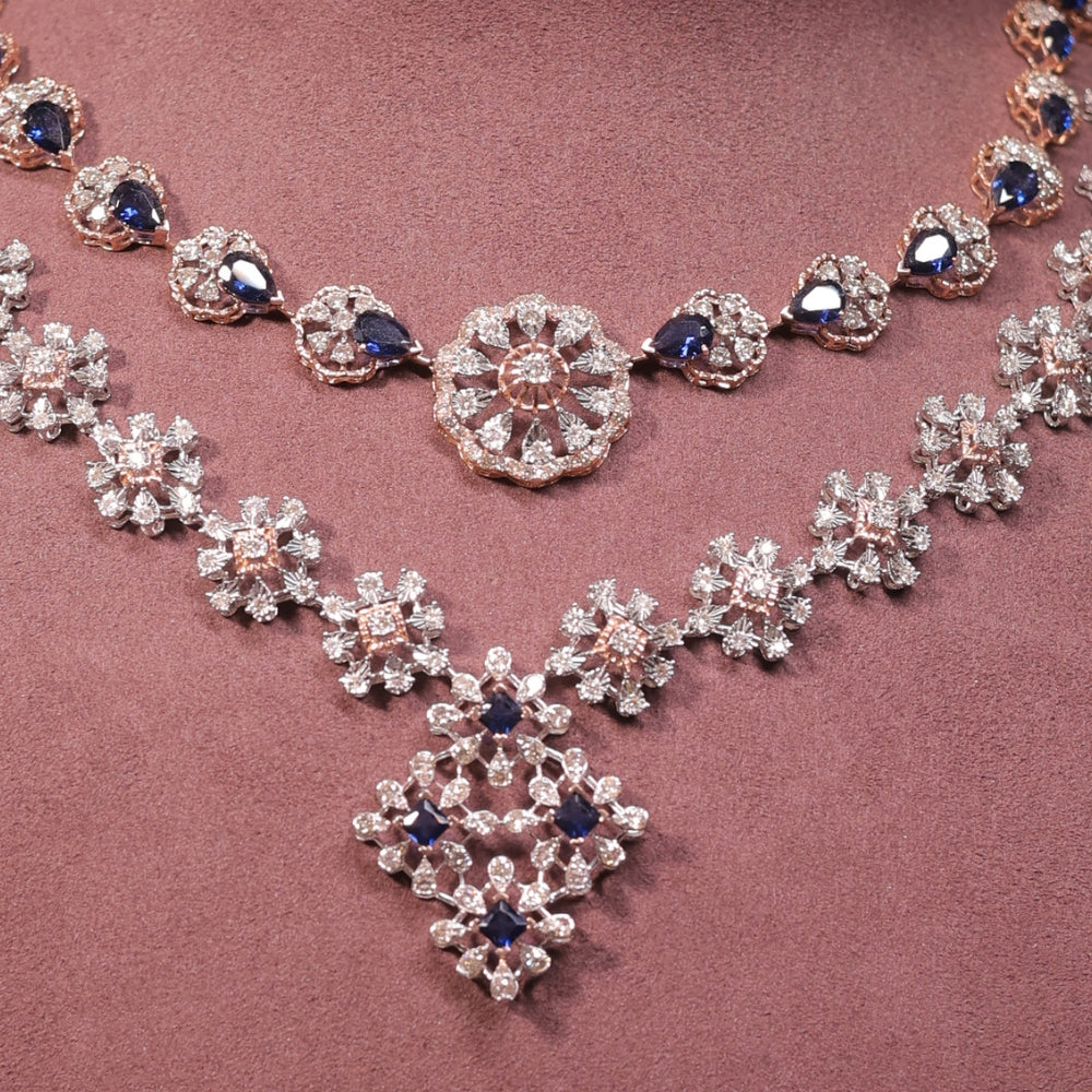 Royal Sapphire and Diamond Necklace Set