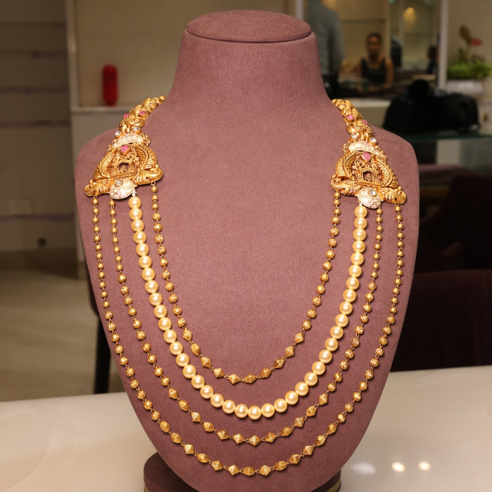 Classic Gold Layered Pearl Necklace Set