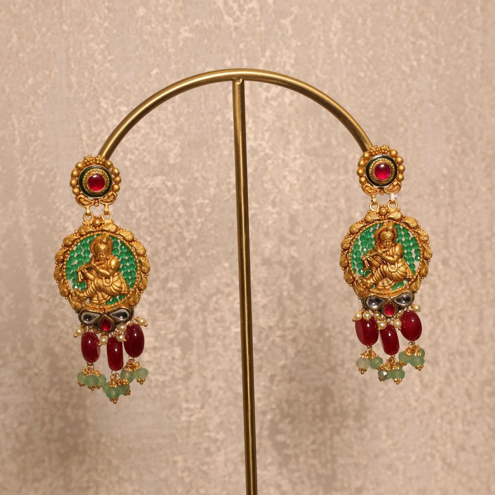 Indian-Inspired Green Beaded Necklace Set