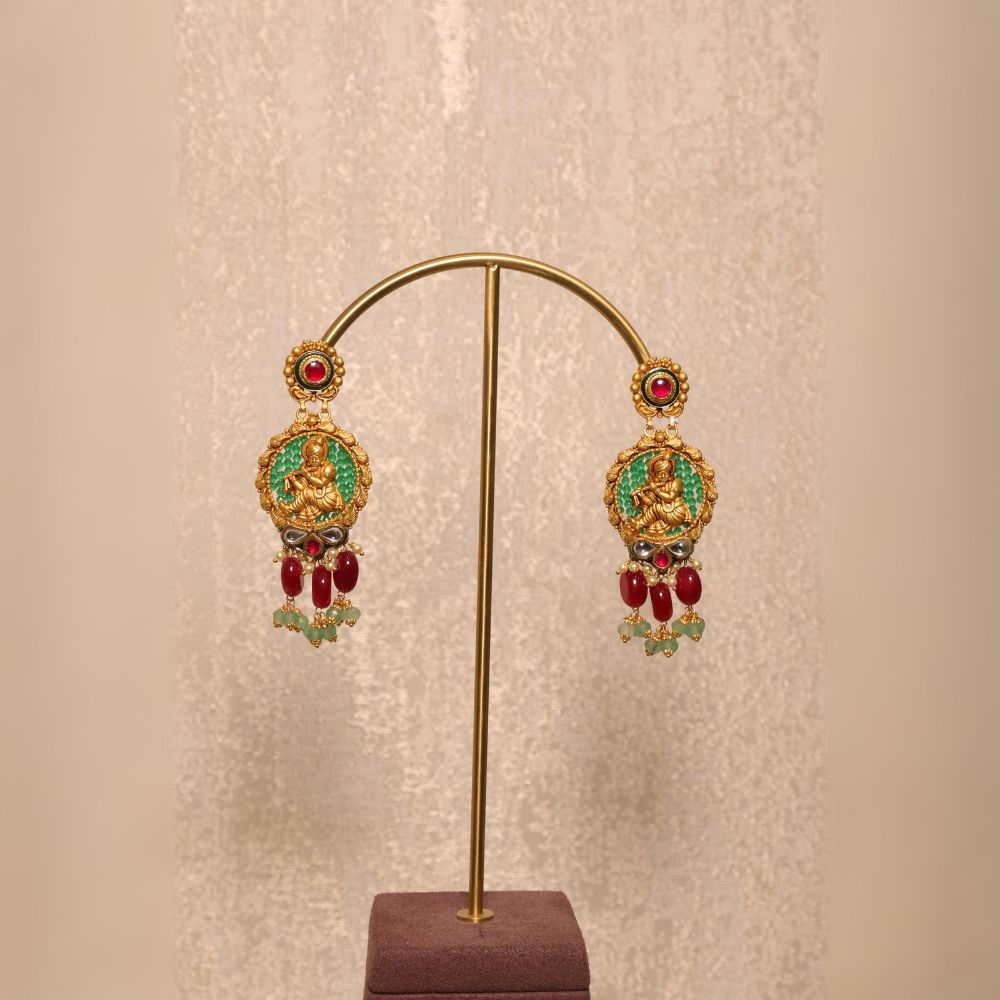 Indian-Inspired Green Beaded Necklace Set