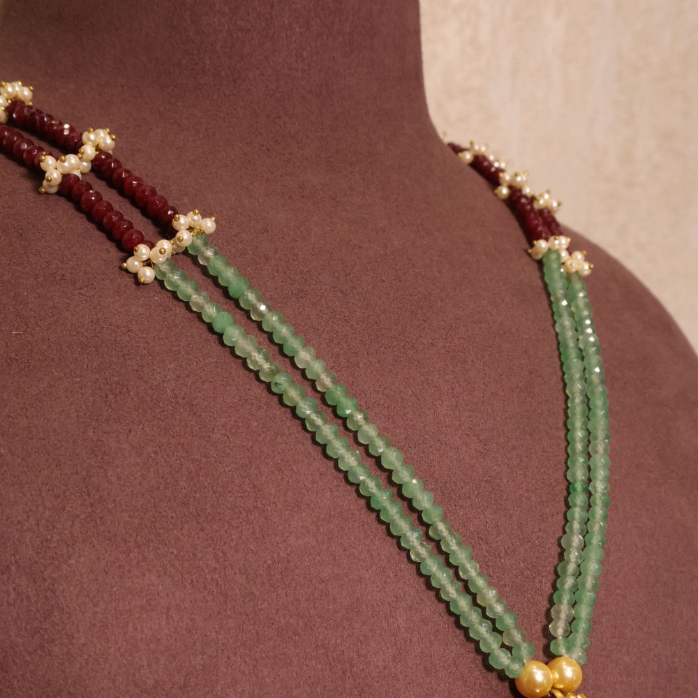 Indian-Inspired Green Beaded Necklace Set