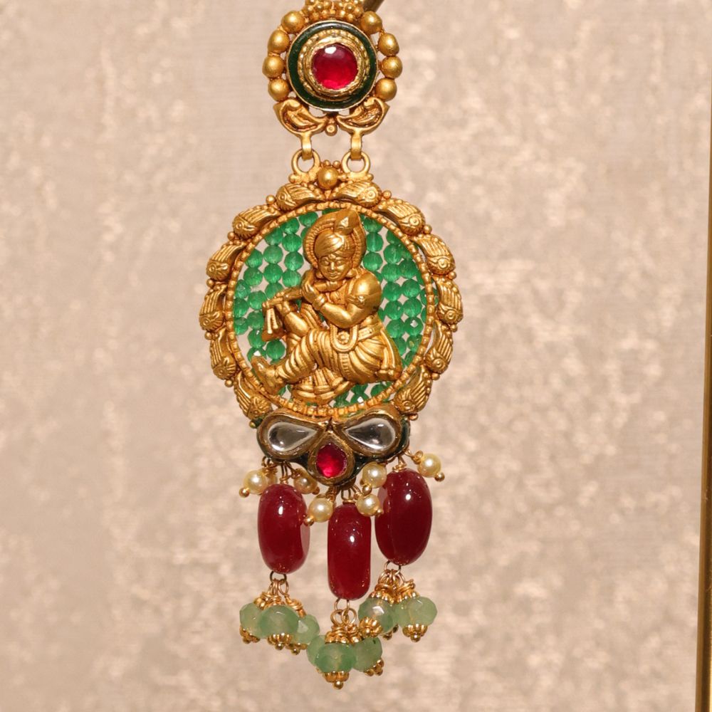 Indian-Inspired Green Beaded Necklace Set