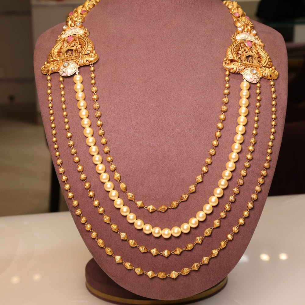 Classic Gold Layered Pearl Necklace Set