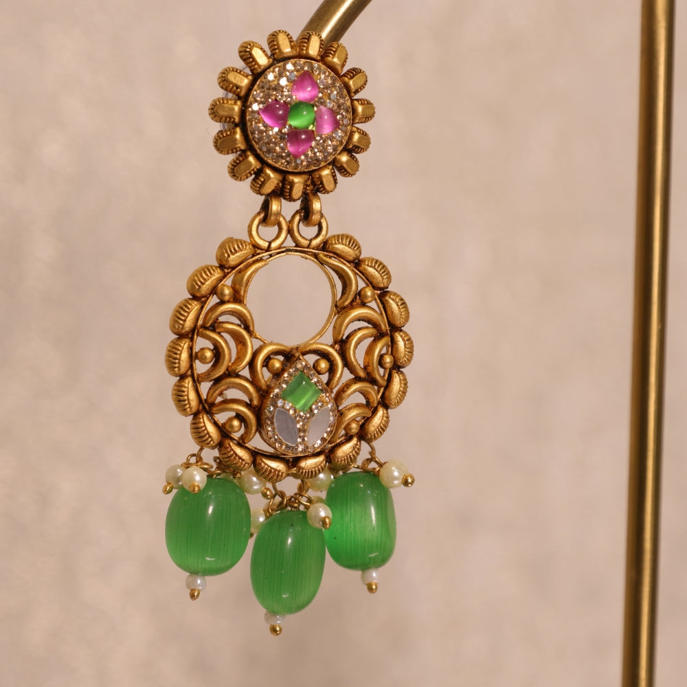 Timeless Green Stone Choker Necklace Set