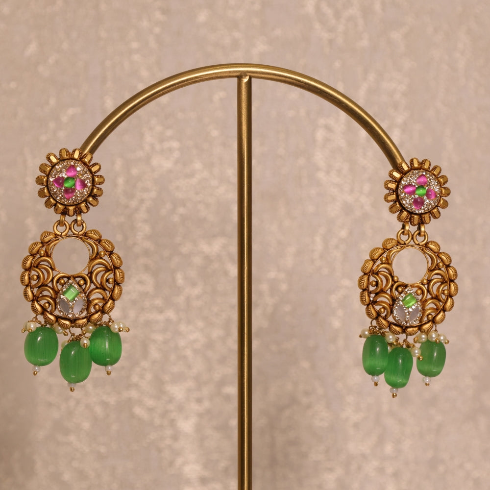 Timeless Green Stone Choker Necklace Set