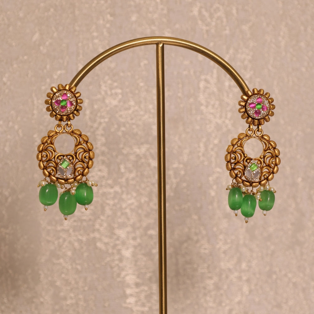 Timeless Green Stone Choker Necklace Set