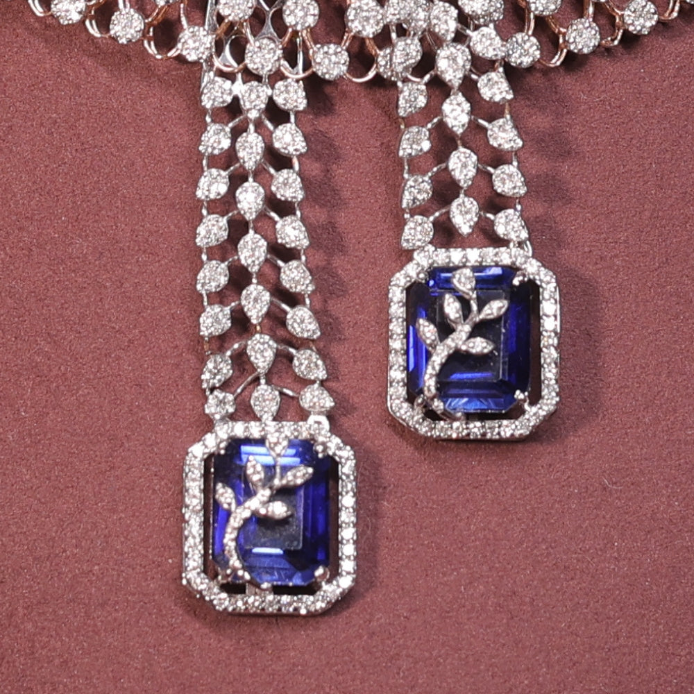 Diamond Choker Necklace with Sapphire Accents